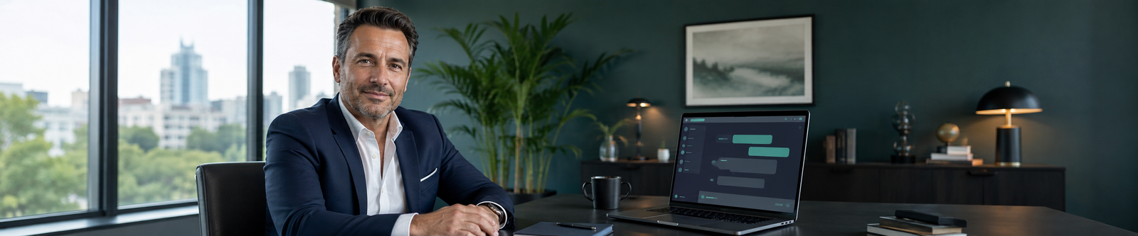 Sales professional using AI tools on a laptop to research prospects and build outreach